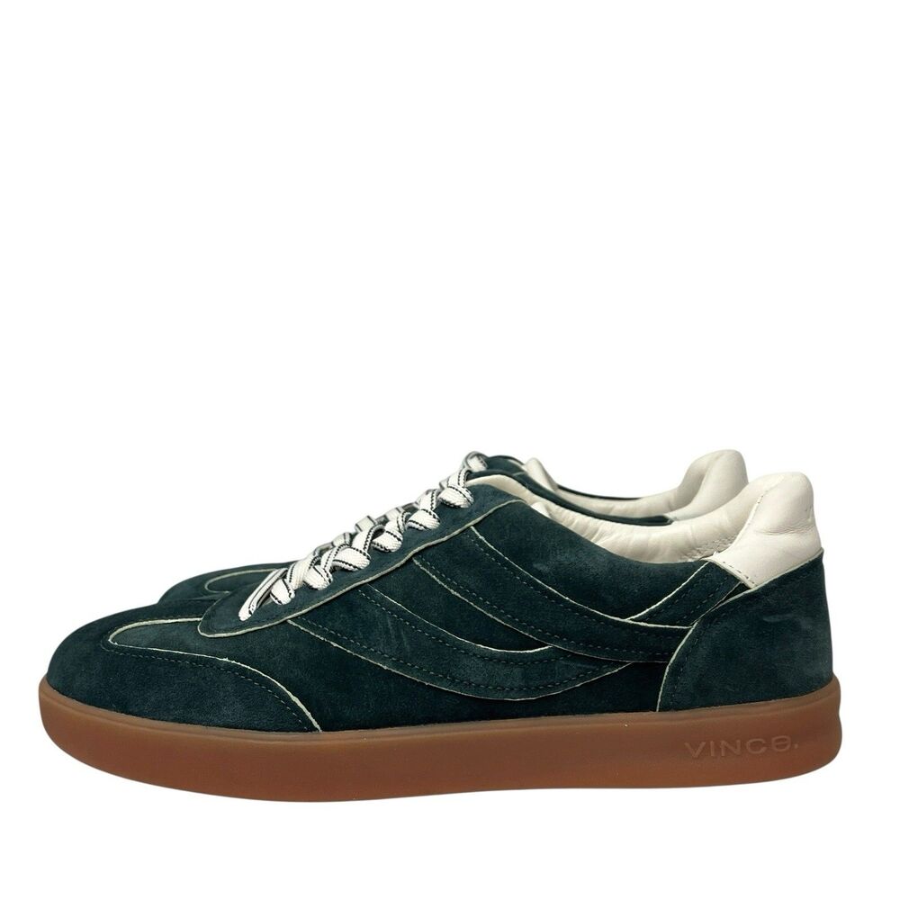 Vince Mens 9 Green Suede Low Top Sneakers Gum Sole Casual Lace INSOLES MISSING - Picture 5 of 13